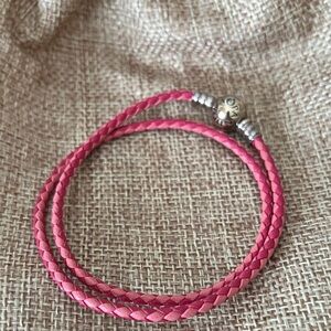 Elegant Pink Pandora Braided Bracelet